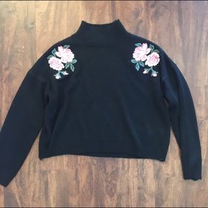 Embroidered flower sweatshirt